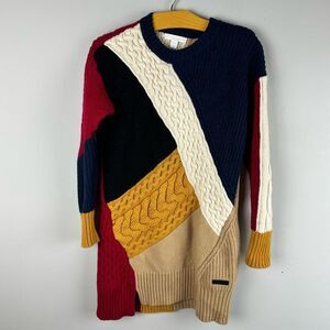Burberry chunky fisherman cable knit cashmere wool sweater dress sz 8